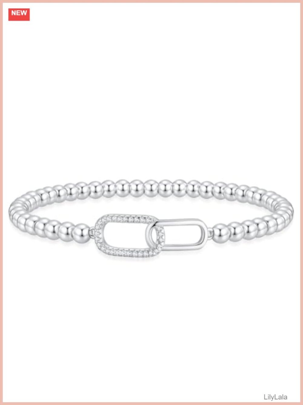 14K Silver Gold Plated Beaded Stretch Bracelet Stackable Dainty Charm